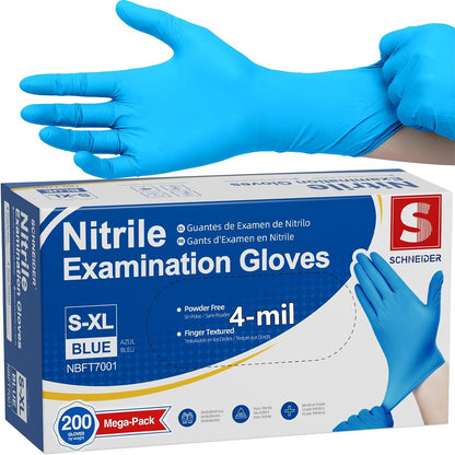 Medical Nitrile Exam Gloves, 4 mil, Powder-Free, Latex-Free, Disposable Gloves for Cleaning and Food Prep