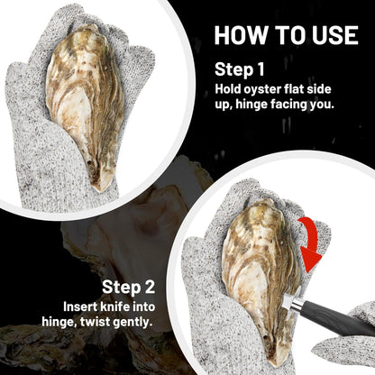 Oyster Shucker Set - 2 Oysters Shucking Knives and Cut Resistant Gloves- Seafood Opener Kit Tools for Oysters, Clam, Shellfish, Crab, Kitchen Tools, Premium Kitchen Knife Tools Gift