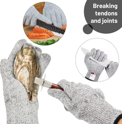 Oyster Shucker Set - 2 Oysters Shucking Knives and Cut Resistant Gloves- Seafood Opener Kit Tools for Oysters, Clam, Shellfish, Crab, Kitchen Tools, Premium Kitchen Knife Tools Gift
