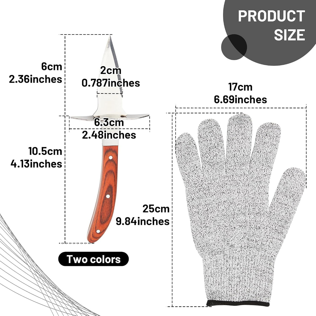 Oyster Shucker Set - 2 Oysters Shucking Knives and Cut Resistant Gloves- Seafood Opener Kit Tools for Oysters, Clam, Shellfish, Crab, Kitchen Tools, Premium Kitchen Knife Tools Gift