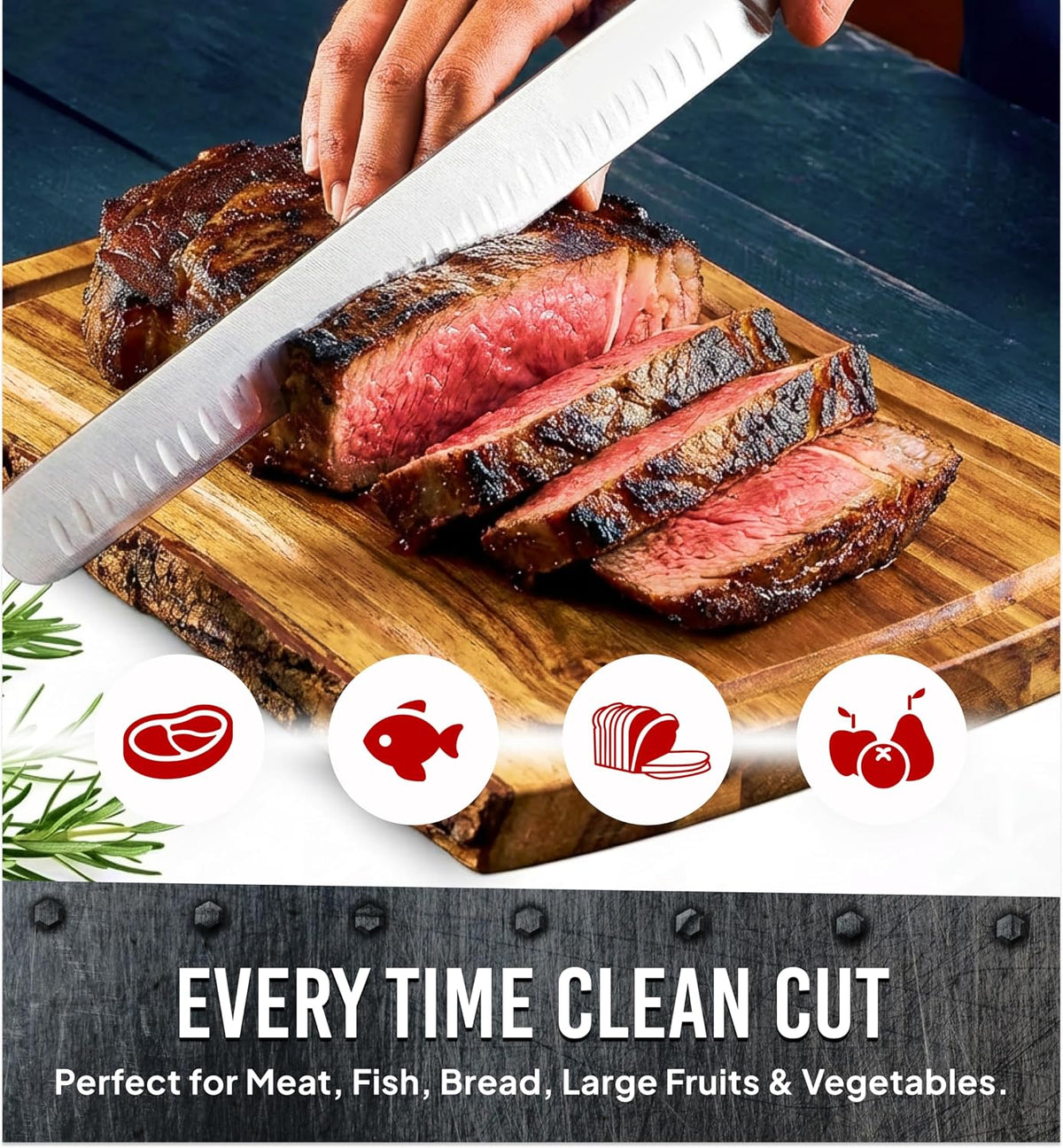 Brisket Slicing Knife – 12" Brisket Knife, BBQ, Grilling Gifts For Men – Razor Sharp German Steel, Full Tang, Ergonomic Handle