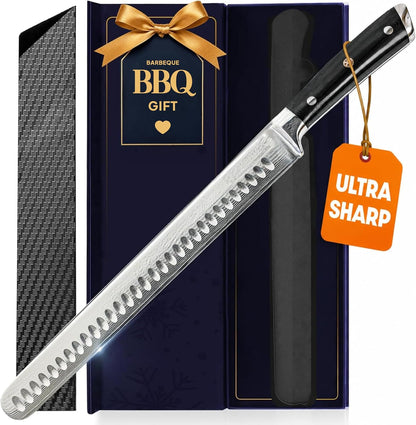 Brisket Slicing Knife – 12" Brisket Knife, BBQ, Grilling Gifts For Men – Razor Sharp German Steel, Full Tang, Ergonomic Handle