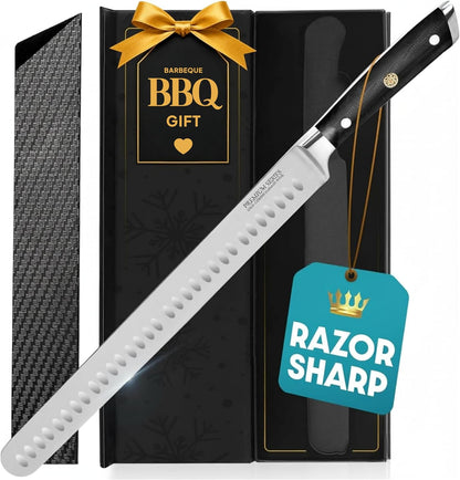 Brisket Slicing Knife – 12" Brisket Knife, BBQ, Grilling Gifts For Men – Razor Sharp German Steel, Full Tang, Ergonomic Handle