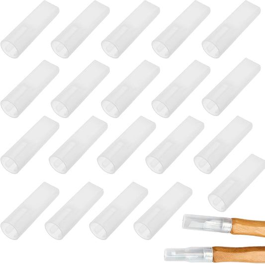 20 Pcs White Plastic Carving Knife Cover Safety Cap Set for Precision Tools Protective Tip Shield for Art Projects