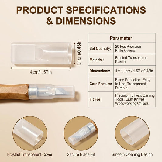 20 Pcs White Plastic Carving Knife Cover Safety Cap Set for Precision Tools Protective Tip Shield for Art Projects