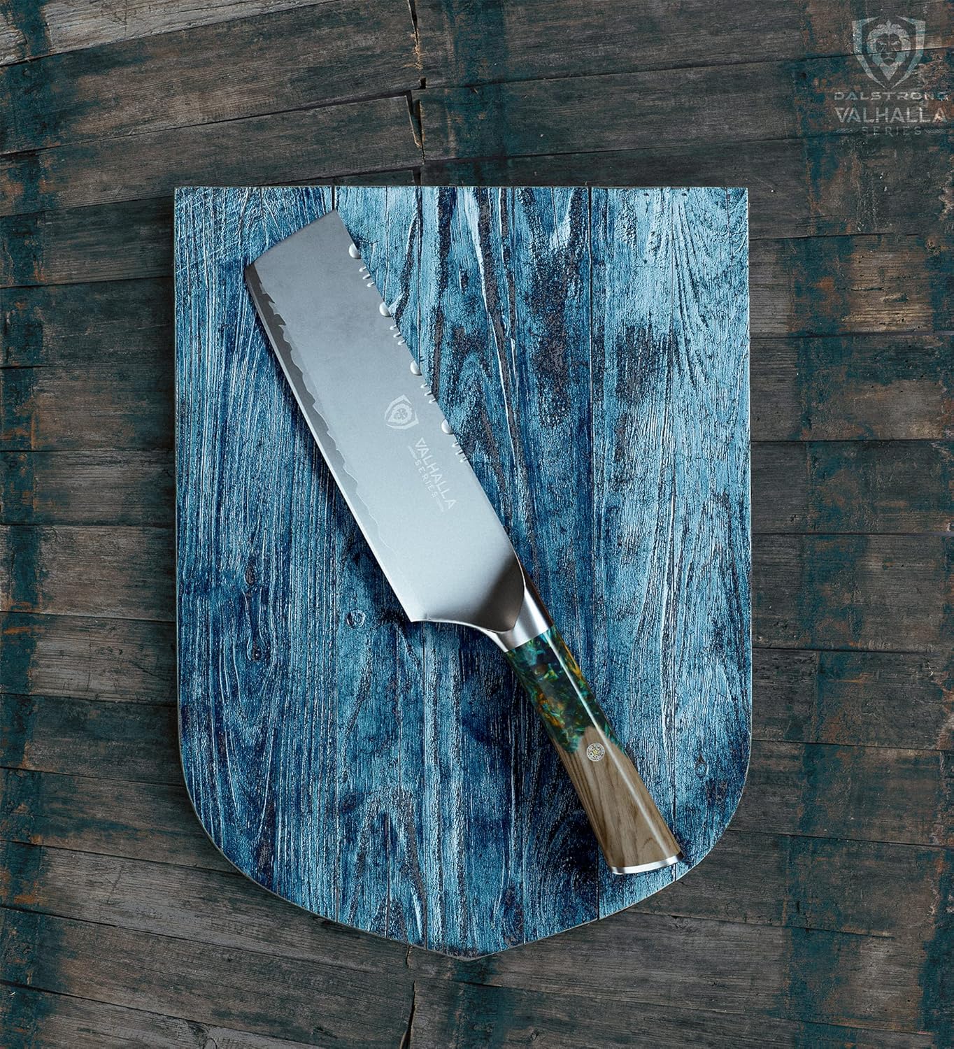 Valhalla 7" Nakiri Knife — Japanese Vegetable Cleaver, 9CR18MOV HC Steel (8–12° Edge), Unique Wood + Resin Handle — For Precision Veg Prep, Asian Cooking & Stir-Fry