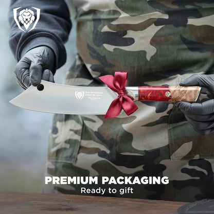 Chef & Cleaver Hybrid Knife - The 'Crixus' - 8 inch - Valhalla Series - 9CR18MOV HC Steel - Celestial Resin & Wood Handle - Razor Sharp Chef's Knife - w/Leather Sheath