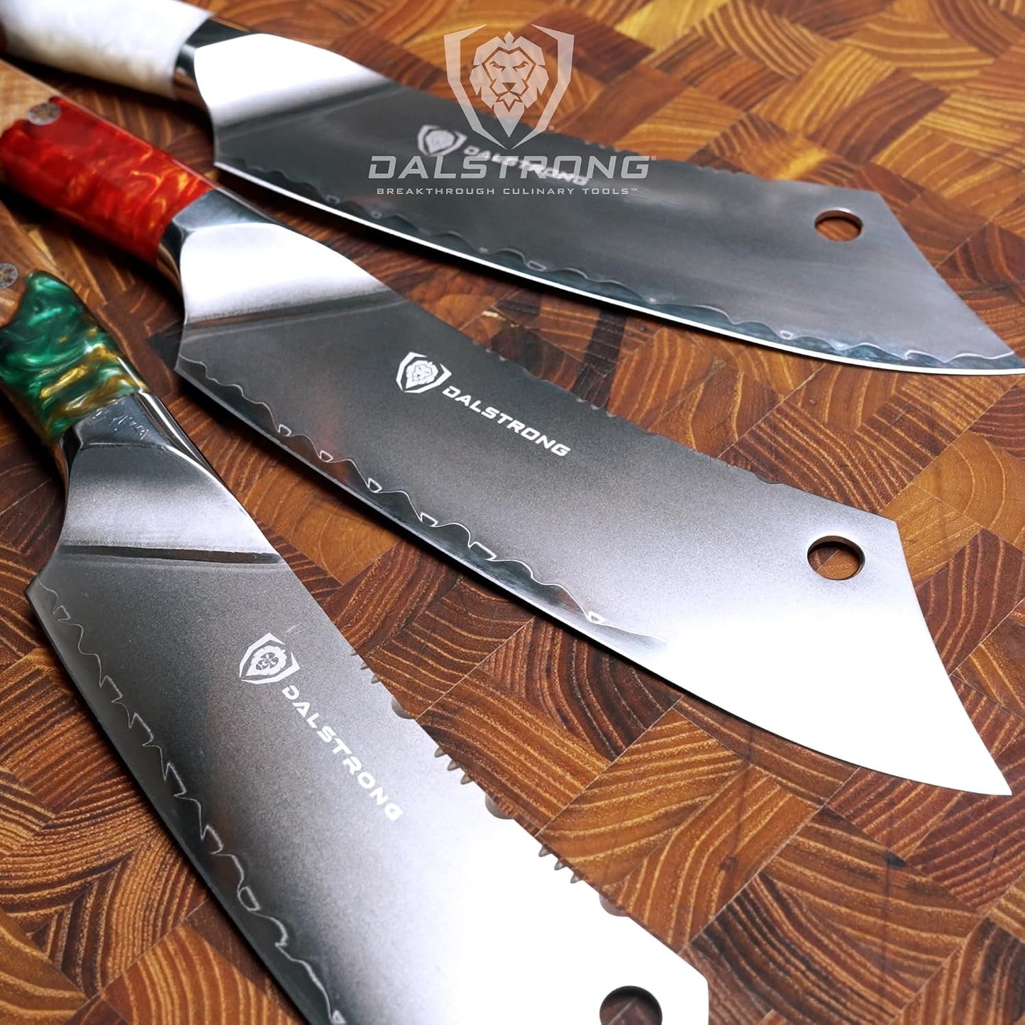 Chef & Cleaver Hybrid Knife - The 'Crixus' - 8 inch - Valhalla Series - 9CR18MOV HC Steel - Celestial Resin & Wood Handle - Razor Sharp Chef's Knife - w/Leather Sheath