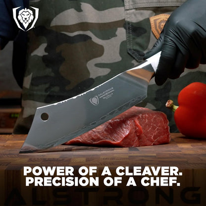 Chef & Cleaver Hybrid Knife - The 'Crixus' - 8 inch - Valhalla Series - 9CR18MOV HC Steel - Celestial Resin & Wood Handle - Razor Sharp Chef's Knife - w/Leather Sheath