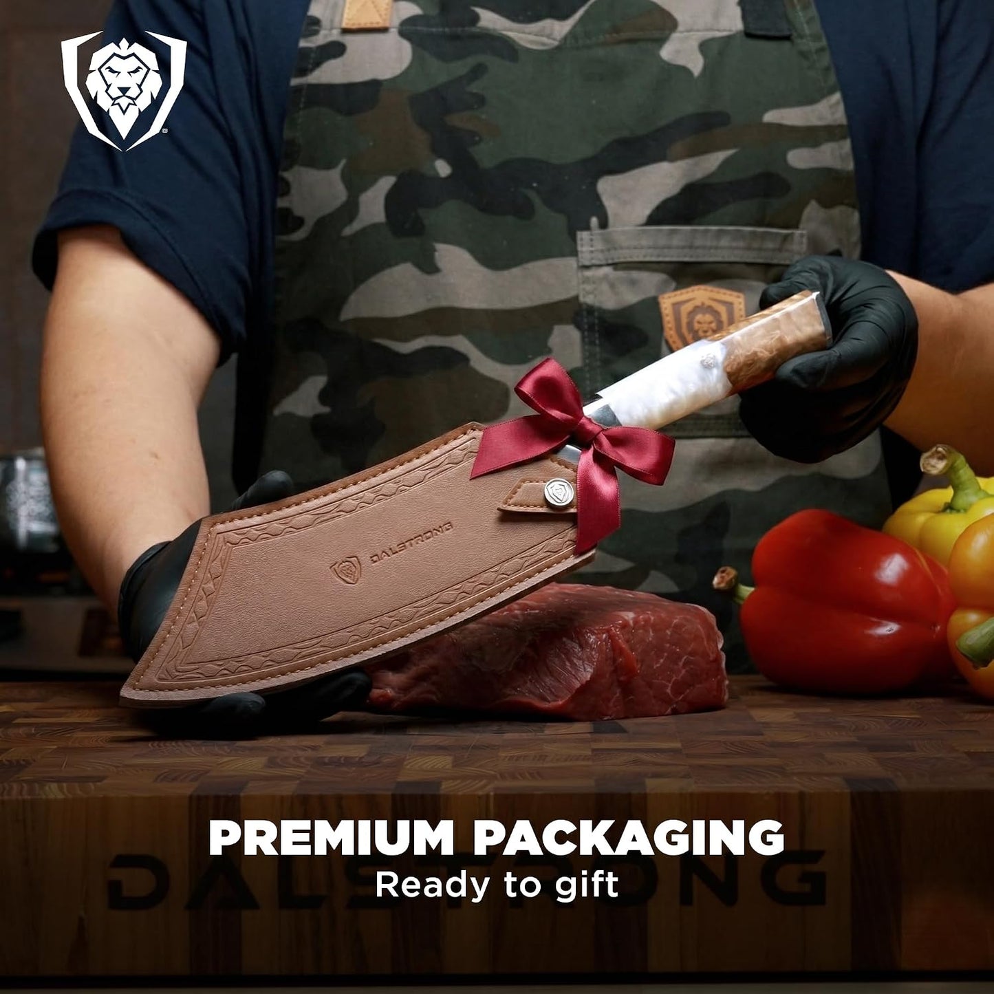 Chef & Cleaver Hybrid Knife - The 'Crixus' - 8 inch - Valhalla Series - 9CR18MOV HC Steel - Celestial Resin & Wood Handle - Razor Sharp Chef's Knife - w/Leather Sheath