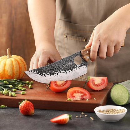 Butcher Knife Set, Hand Forged Kitchen Knife Set for Home,BBQ, and Camping