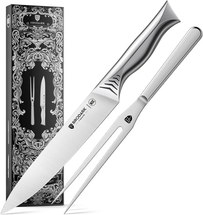 Turkey Carving Knife Set - 8'' Carving Knife and Fork Set for Meat, Brisket, BBQ - 2 PCS High Carbon Stainless Steel Carving Set for Thanksgiving, Christmas Gift, Shark Series