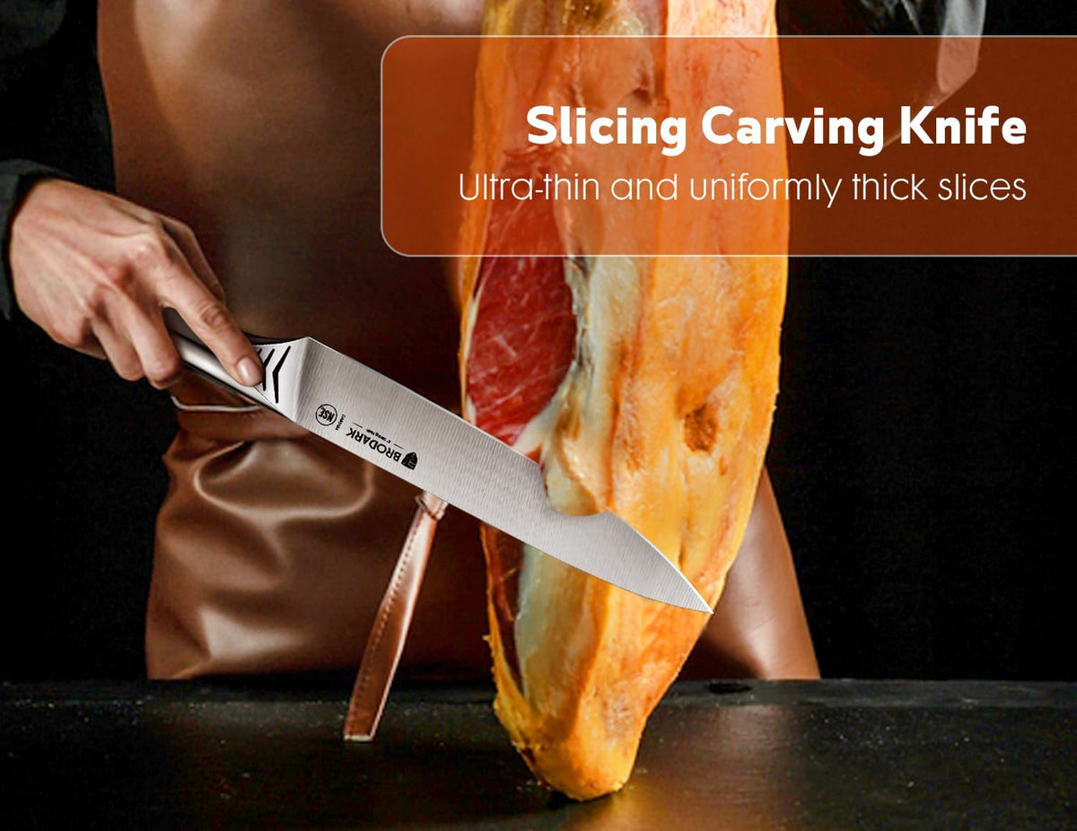 Turkey Carving Knife Set - 8'' Carving Knife and Fork Set for Meat, Brisket, BBQ - 2 PCS High Carbon Stainless Steel Carving Set for Thanksgiving, Christmas Gift, Shark Series