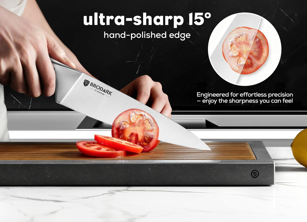 Turkey Carving Knife Set - 8'' Carving Knife and Fork Set for Meat, Brisket, BBQ - 2 PCS High Carbon Stainless Steel Carving Set for Thanksgiving, Christmas Gift, Shark Series