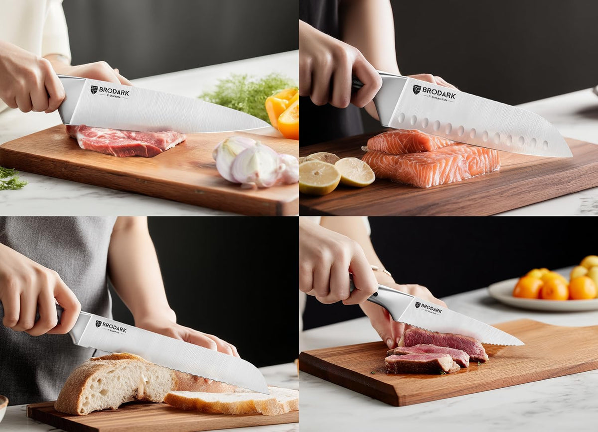 Turkey Carving Knife Set - 8'' Carving Knife and Fork Set for Meat, Brisket, BBQ - 2 PCS High Carbon Stainless Steel Carving Set for Thanksgiving, Christmas Gift, Shark Series