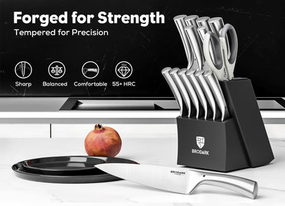 Turkey Carving Knife Set - 8'' Carving Knife and Fork Set for Meat, Brisket, BBQ - 2 PCS High Carbon Stainless Steel Carving Set for Thanksgiving, Christmas Gift, Shark Series
