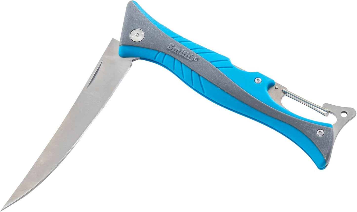 Smith’s RegalRiver 4-Inch Folding Flex Fillet Knife – Green – Stainless Steel Locking Blade – Pocket Knife – Fisherman Accessory – Carabiner – Portable – Fish Cleaning & Deboning