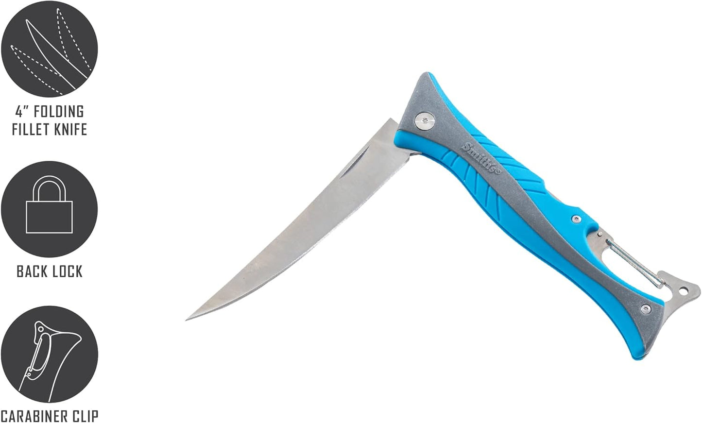 Smith’s RegalRiver 4-Inch Folding Flex Fillet Knife – Green – Stainless Steel Locking Blade – Pocket Knife – Fisherman Accessory – Carabiner – Portable – Fish Cleaning & Deboning