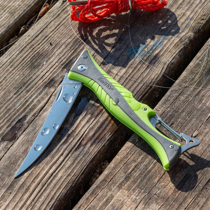 Smith’s RegalRiver 4-Inch Folding Flex Fillet Knife – Green – Stainless Steel Locking Blade – Pocket Knife – Fisherman Accessory – Carabiner – Portable – Fish Cleaning & Deboning