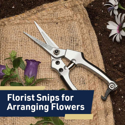 Pruning Shears - Garden Scissors Florist Snips - 2.5” Blades - Flower Scissors for Cutting Fresh Flowers, Trimming, or Harvesting Herbs or Fruit - Pruners for Gardening Tools