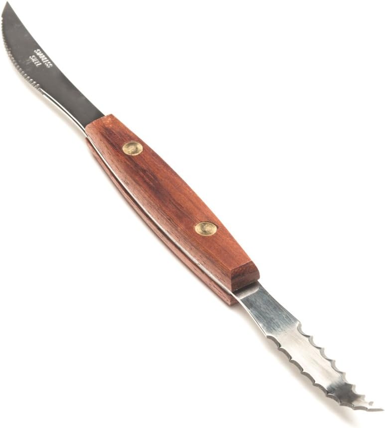 Fox Run 6601 Grapefruit Knife, Stainless Steel and Plastic | Grapefruit Knife Curved Serrated | All In One Dual Sided Grapefuit Knife For Easily Slicing & Serving | Minimize Mess