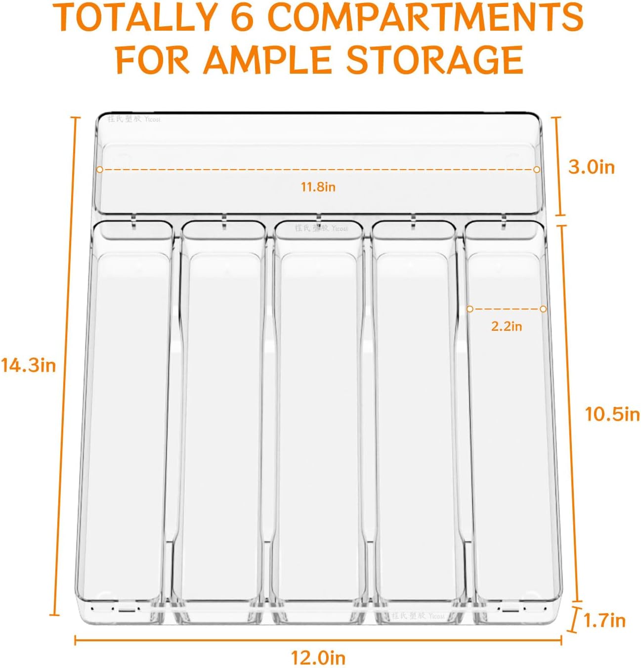 Clear Small Silverware Organizer 9 inch Wide for Kitchen Drawers,BPA Free Silverware Trays and Plastic Silverware Dividers & Holder,Utensil and Flatware Drawer Organizer Suitable for Fork,Spoon