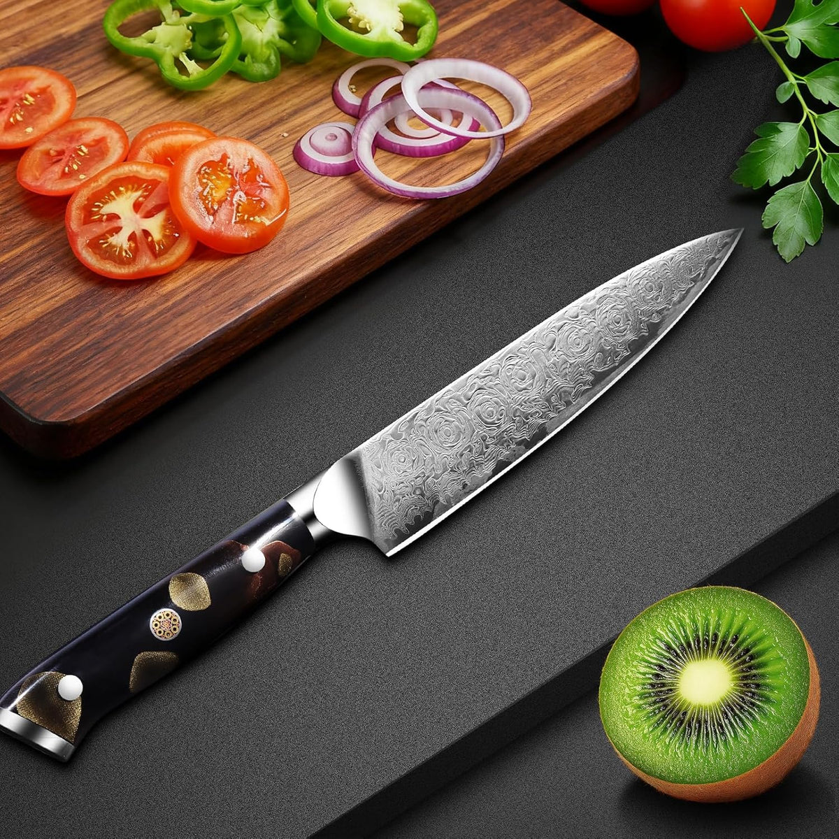 Kitchen Utility Knife,6 Inch Class Damascus Chef Knife,Japanese Petty Paring Knife