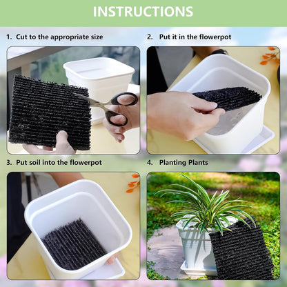 6-Pack Flexible Plant Pot Mat - Planter Water Liners for Inside of Potted Plants, Easy-to-Cut Soil Protection & Aeration Mat (6.3 inch)