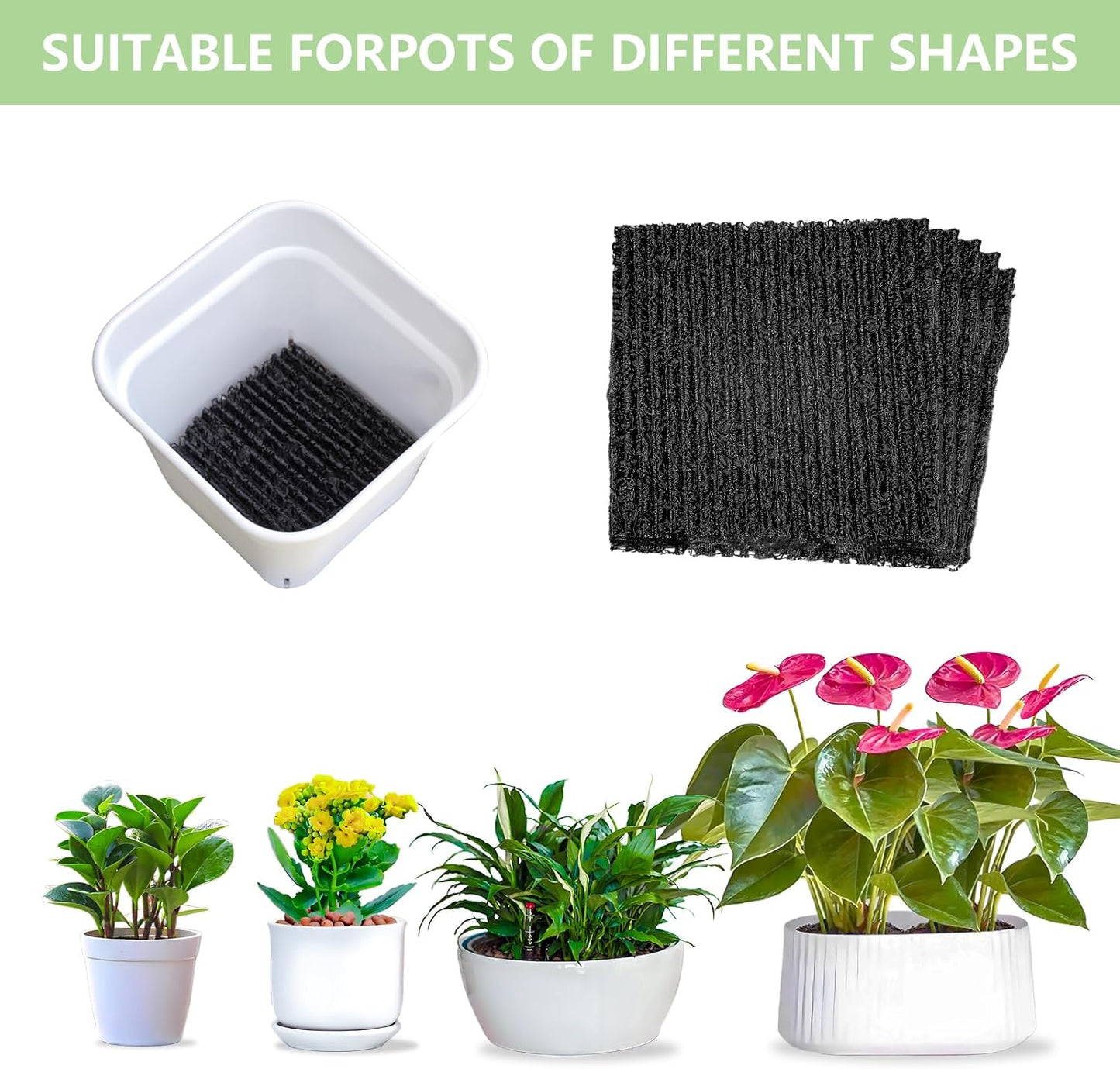 6-Pack Flexible Plant Pot Mat - Planter Water Liners for Inside of Potted Plants, Easy-to-Cut Soil Protection & Aeration Mat (6.3 inch)