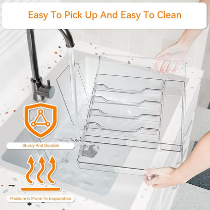 Acrylic Clear Expandable Kitchen Utensil Drawer Organizer and Silverware Organizer,BPA FREE Adjustable Silverware Tray for Drawer Cutlery,Spatula,Tools,Flatware Organizers,Fork and Spoon Holder
