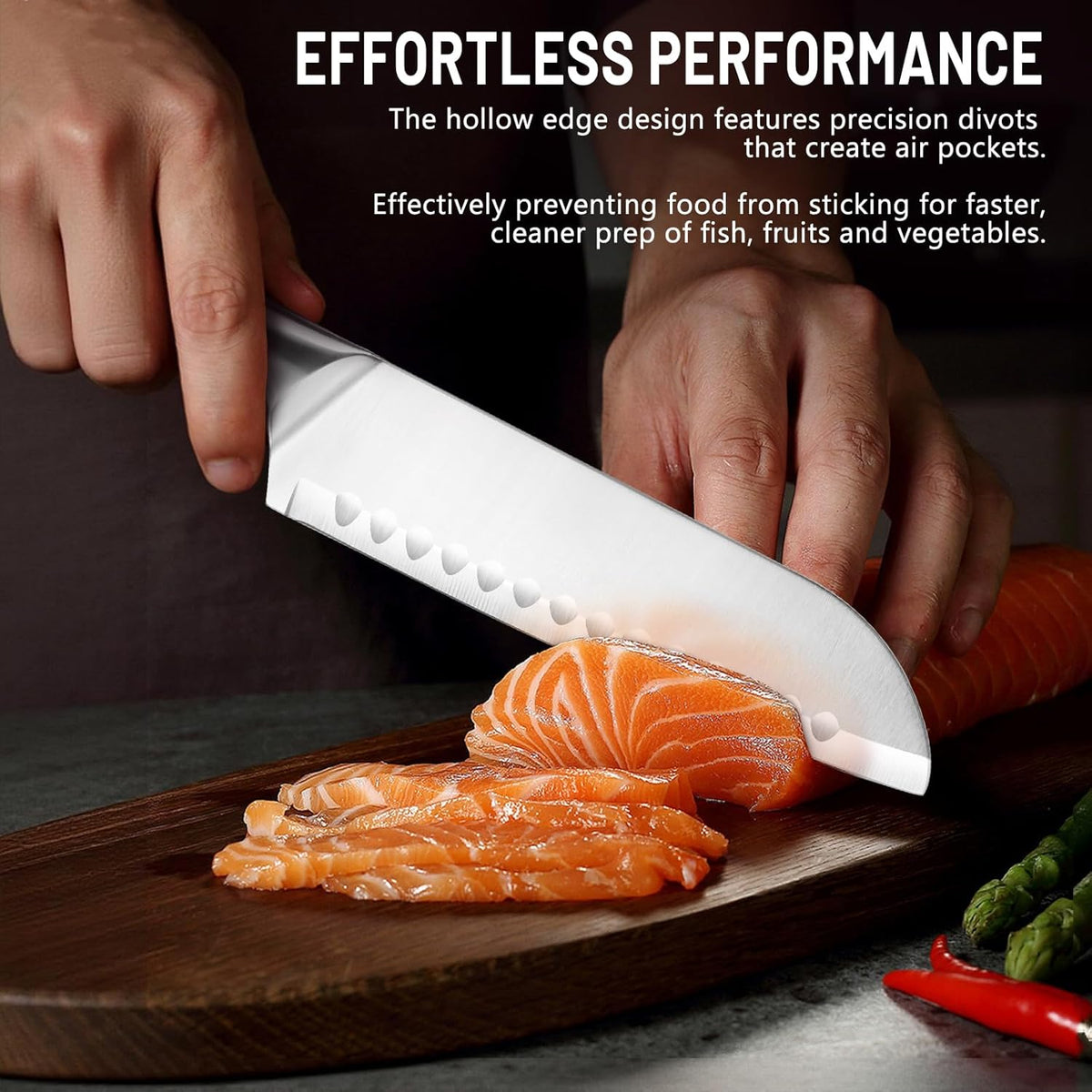 Santoku Knife, 7 Inch Chef's Knife Kitchen Knife with Razor Sharp High-Carbon German Steel, Ergonomic Non-Slip Handle for Slicing, Dicing, Chopping Meat & Vegetables, Ideal for Kitchens & Home Cooking