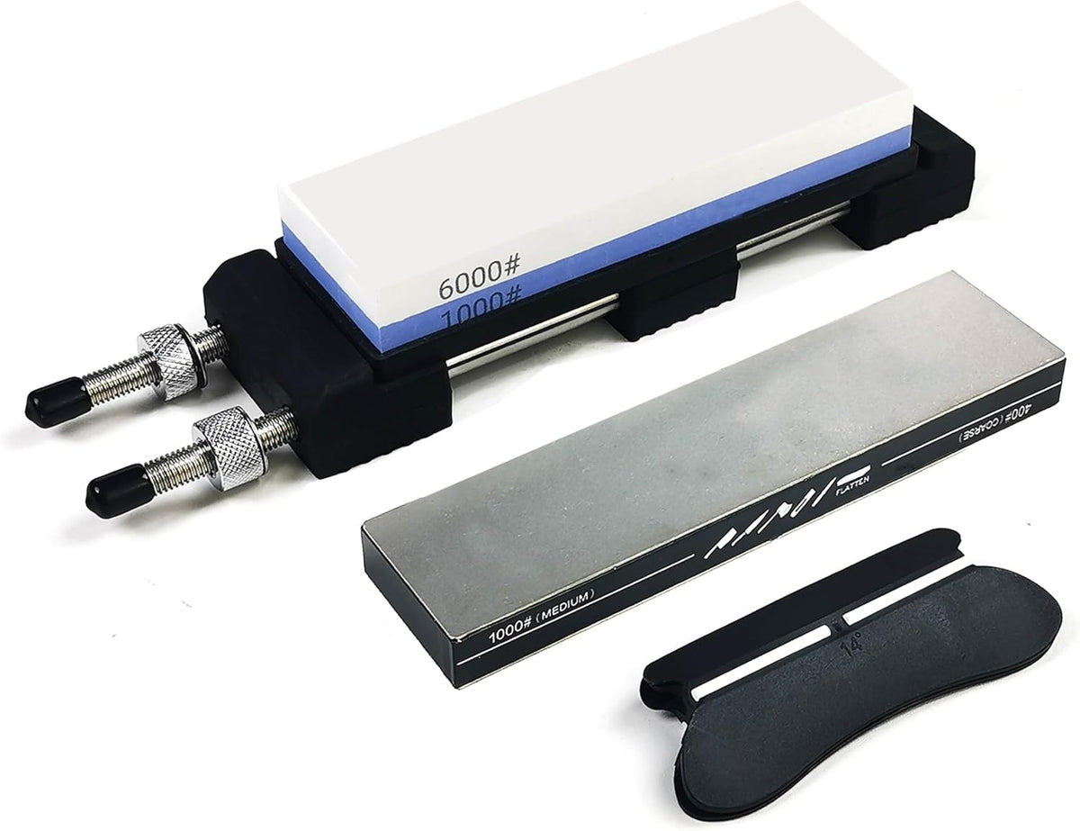 Knife Sharpening Stone Set – Professional Whetstone 4 Side Grit 1000/6000 Knife Sharpener with Diamond sharpening stone, Sharpening Stone Holder & Angle Guide