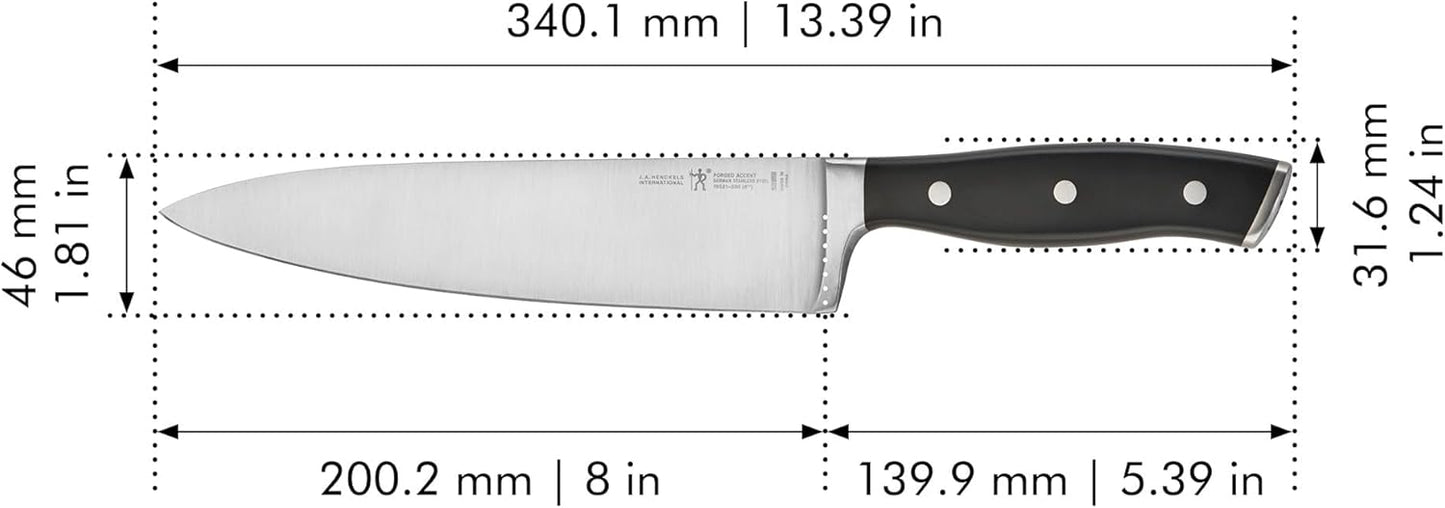 Forged Accent Razor-Sharp 8-inch Chef's Knife, Black, German Engineered Informed by 100+ Years of Mastery
