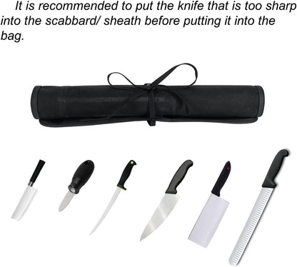 Knife Roll Bag, Chef’s Knife Roll Bag, Heavy Duty Chef Knife Roll Bag with 6 Slots, Waxed Canvas Knife Bag Roll, Knife Pouch Holder for Home Kitchen Travel Camping,Pink