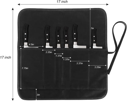 Knife Roll Bag, Chef’s Knife Roll Bag, Heavy Duty Chef Knife Roll Bag with 6 Slots, Waxed Canvas Knife Bag Roll, Knife Pouch Holder for Home Kitchen Travel Camping,Pink