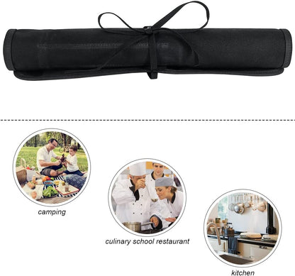 Knife Roll Bag, Chef’s Knife Roll Bag, Heavy Duty Chef Knife Roll Bag with 6 Slots, Waxed Canvas Knife Bag Roll, Knife Pouch Holder for Home Kitchen Travel Camping,Pink