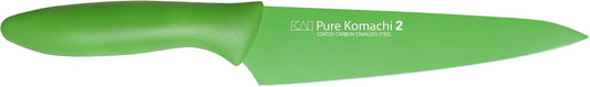Pure Komachi 2 KS5084 Utility Knife, 6-Inch, Emerald Green, Small | Hand-Sharpened Japanese Kitchen Knife, Green Carbon Coated Stainless Steel Blade, Polypropylene Handle