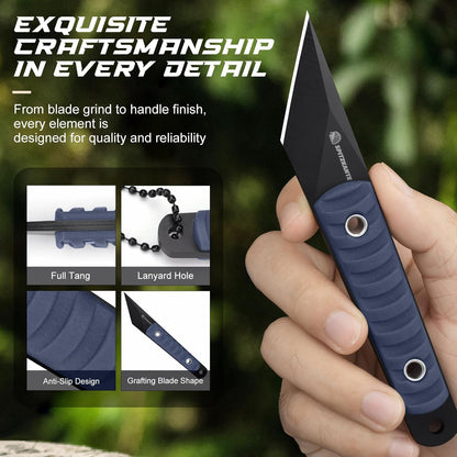 Precision Grafting Knife, Full-Tang Design, Precision Gardening Tool for Budding, Bonsai and Plant Grafting, Blue Handle