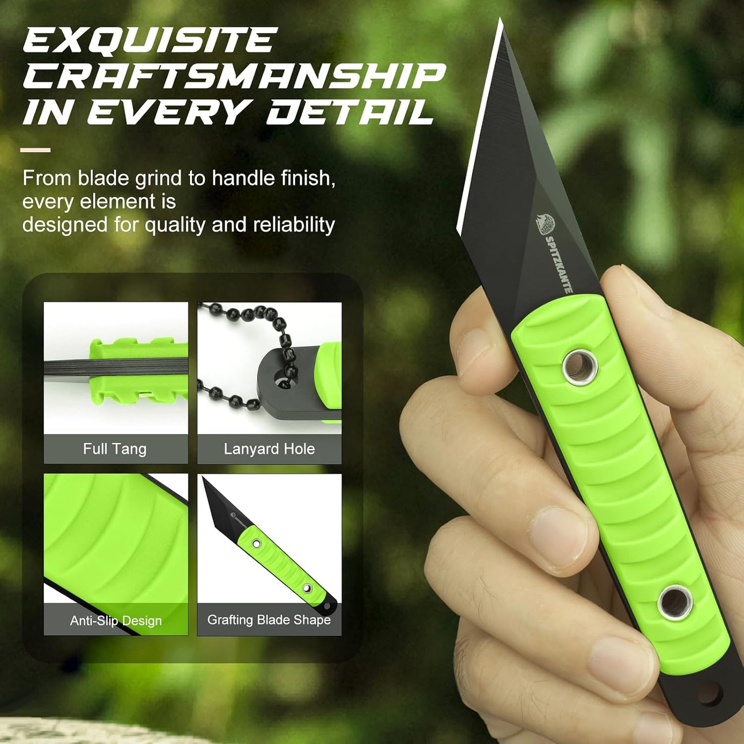 Precision Grafting Knife, Full-Tang Design, Precision Gardening Tool for Budding, Bonsai and Plant Grafting, Blue Handle
