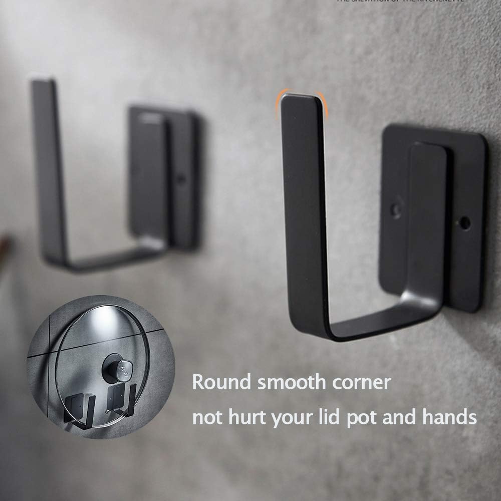 Pot Lid Holder Rack - Chopping Board Knife Organizer - Punched Stainless Steel Wall Mounted Cabinet Single Robe for Kitchen, Bathroom, Living Room, Set of 2
