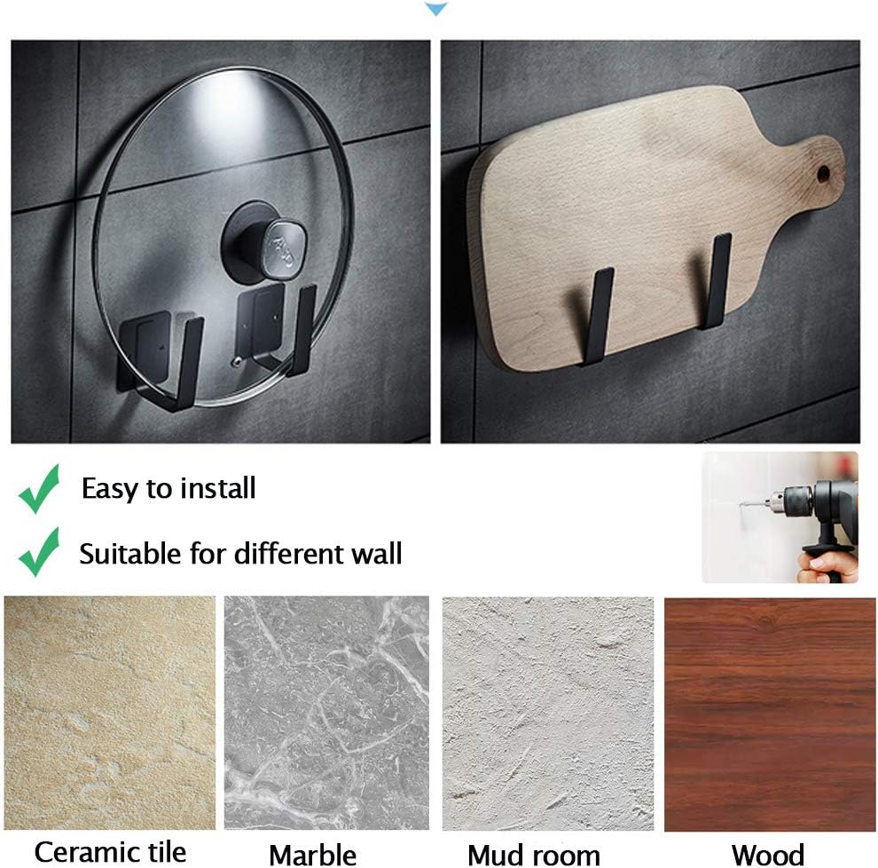 Pot Lid Holder Rack - Chopping Board Knife Organizer - Punched Stainless Steel Wall Mounted Cabinet Single Robe for Kitchen, Bathroom, Living Room, Set of 2