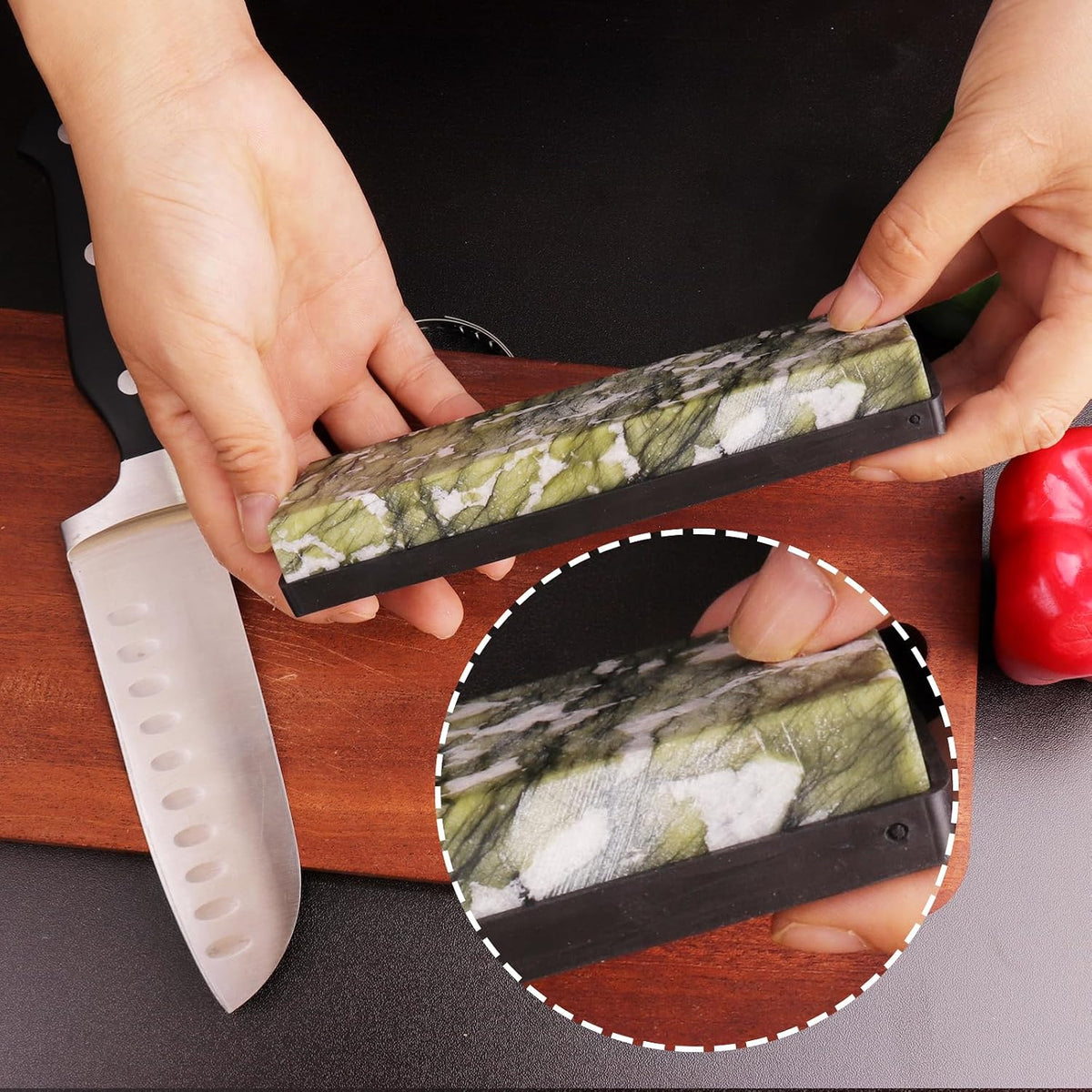10000# Sharpening Stone, 5.9x1.97x0.79 Inch | Ultra Fine Polishing, Mirror Edge Stone, Non-slip Base, Natural Green Whetstone