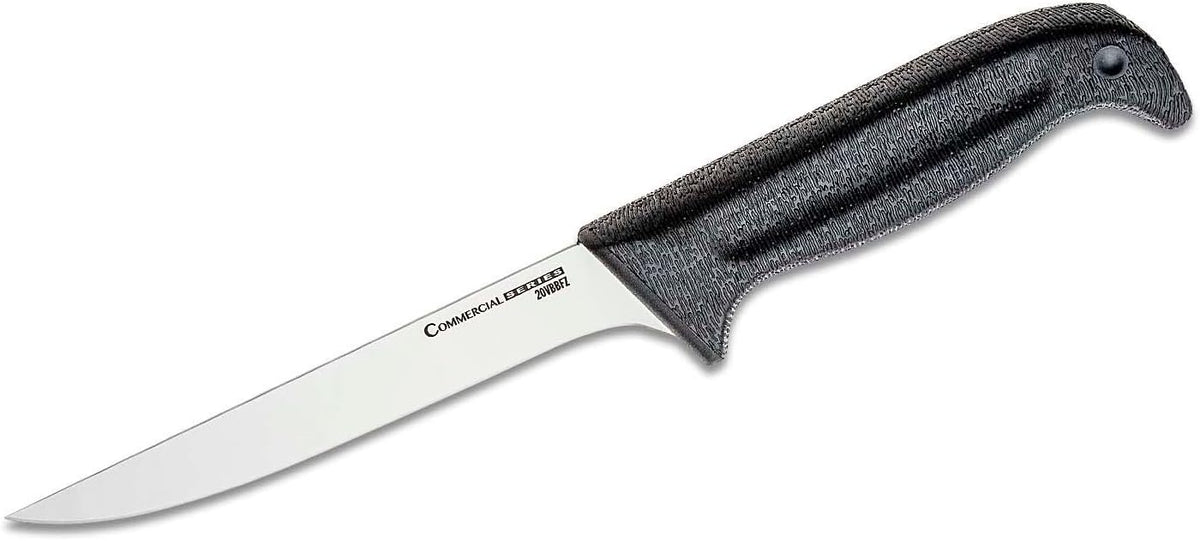 Cold Steel Commercial Series 6" Flexible German 4116 Stainless Steel Fixed Blade Narrow Straight Back Game & Fish Processing Cutting Boning Knife with Ergonomic Kray-Ex Handle