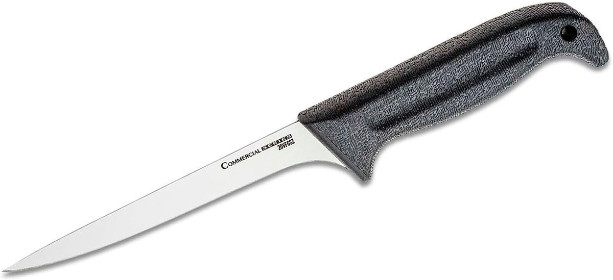 Cold Steel Commercial Series 6" Flexible German 4116 Stainless Steel Fixed Blade Narrow Straight Back Game & Fish Processing Cutting Boning Knife with Ergonomic Kray-Ex Handle