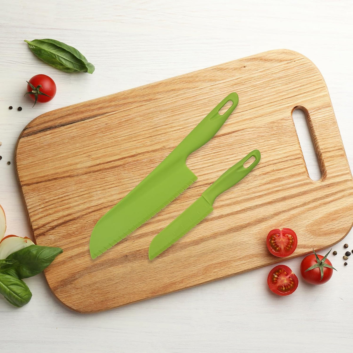 2pcs Lettuce Knife - 11.6inch&8.7inch Plastic Knives, Nylon Plastic Knife for Veggies, Fruit, Bread, Cake, Salad,Won't Cut Your Hands,Green