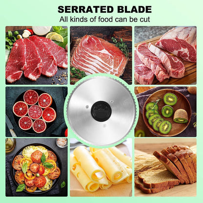 Meat Slicer Machine for Home, Electric Deli Food Slicer with Removable 6.7” Stainless Steel Blades, 0-15mm Adjustable Thickness, Easy to Clean, 150W, Ideal for Cold Cuts, Cheese, Bread, Fruit