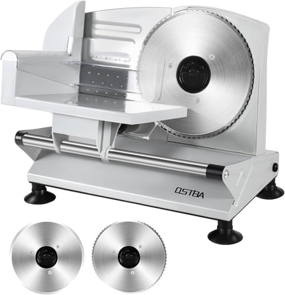 Meat Slicer Machine for Home, Electric Deli Food Slicer with Removable 6.7” Stainless Steel Blades, 0-15mm Adjustable Thickness, Easy to Clean, 150W, Ideal for Cold Cuts, Cheese, Bread, Fruit