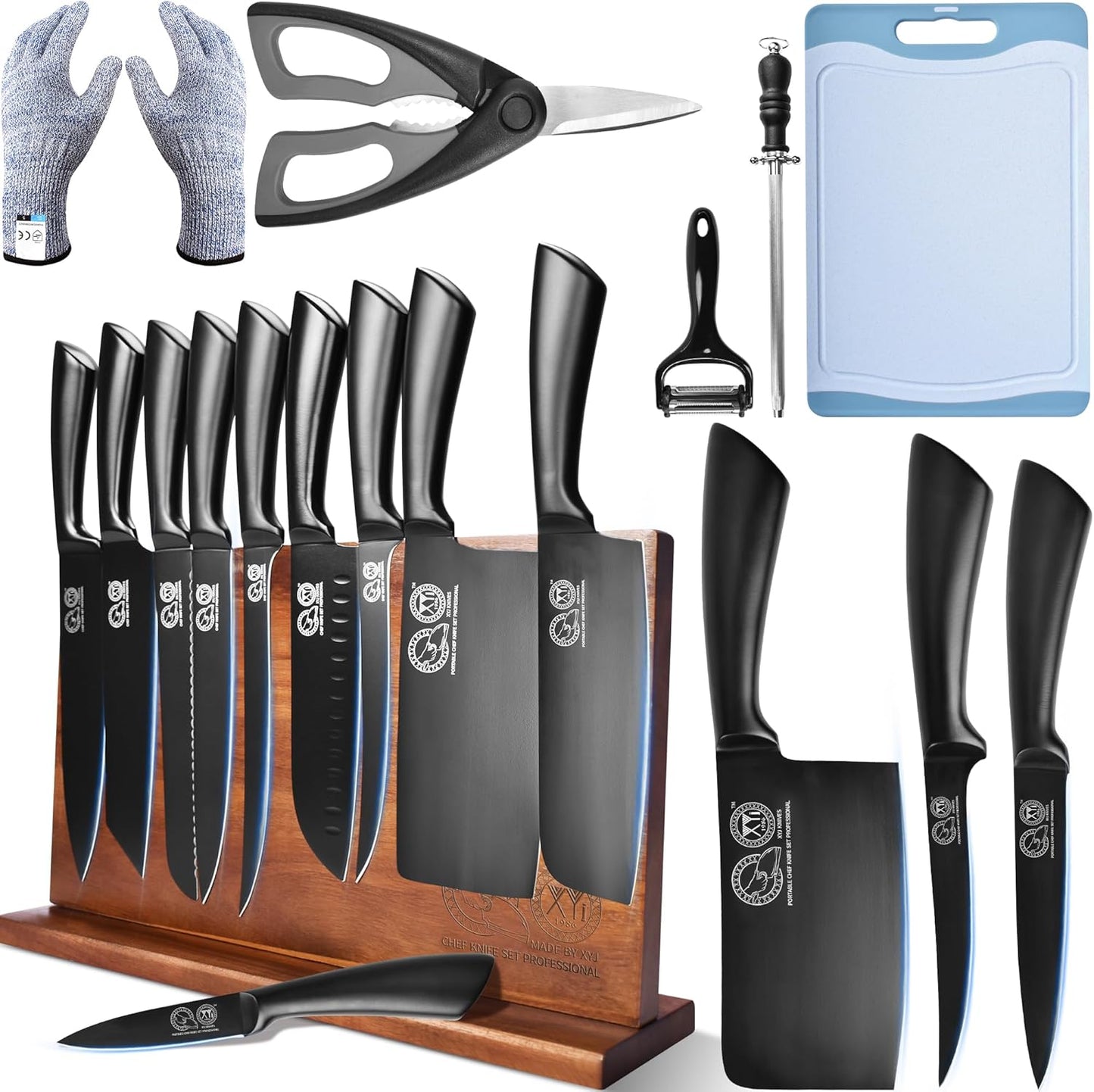 Knives Authentic Since 1986,Chef Knife Professional Set with Bag,Cleaver Butcher Knife for Meat Cutting Bag
