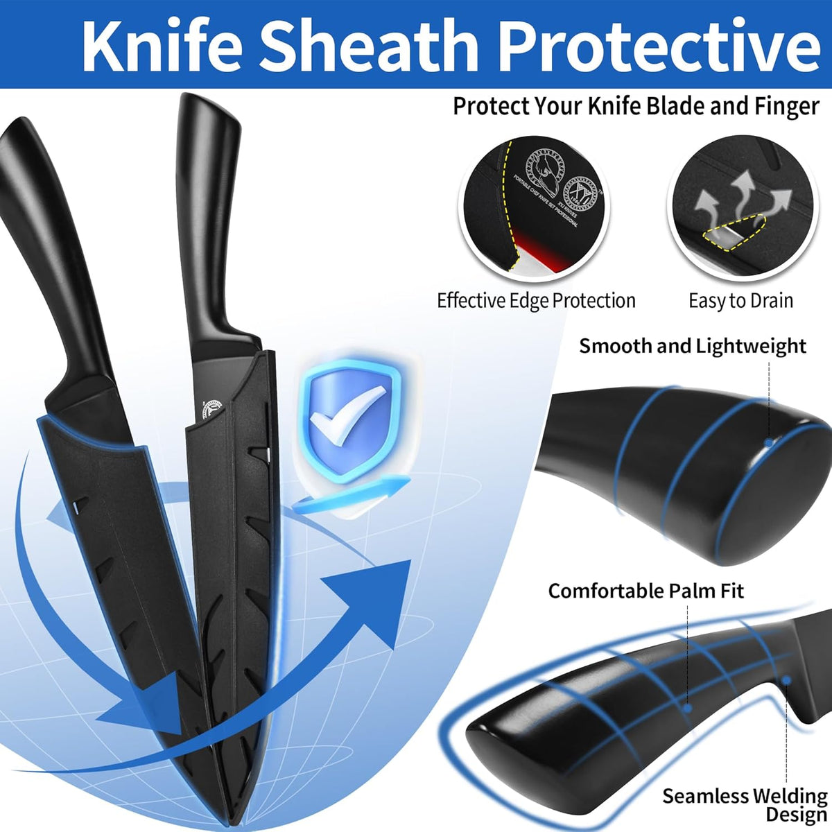 Knives Authentic Since 1986,Chef Knife Professional Set with Bag,Cleaver Butcher Knife for Meat Cutting Bag