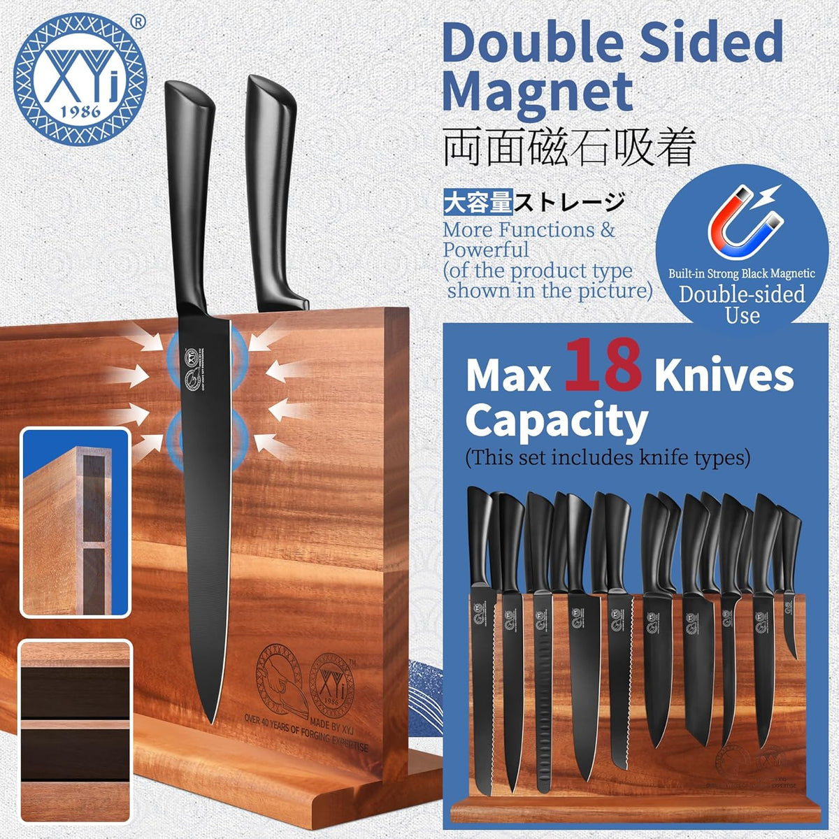Knives Authentic Since 1986,Chef Knife Professional Set with Bag,Cleaver Butcher Knife for Meat Cutting Bag